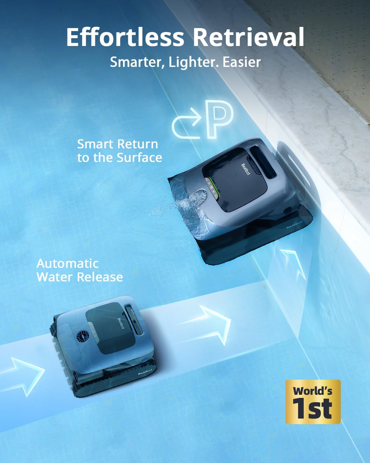 Beatbot Aquasense Pro Cordless Pool Cleaner Robot – Clarifies Water, Cleans Surface, Floor, Walls and Waterline, Intelligent Path Optimization, Surface Parking – Dark Blue - Image 5