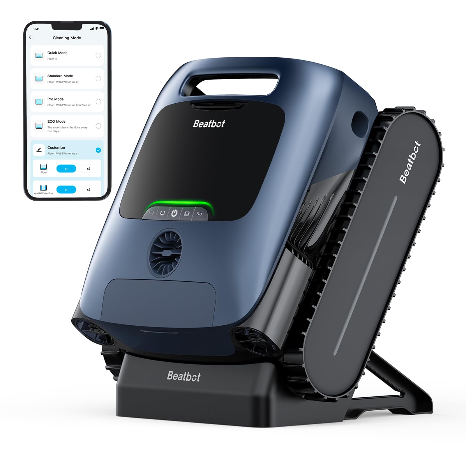 Beatbot Aquasense Pro Cordless Pool Cleaner Robot – Clarifies Water, Cleans Surface, Floor, Walls and Waterline, Intelligent Path Optimization, Surface Parking – Dark Blue